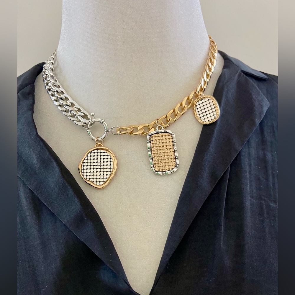 Two-Tone Chain Necklace Gold Silver - Zara like design